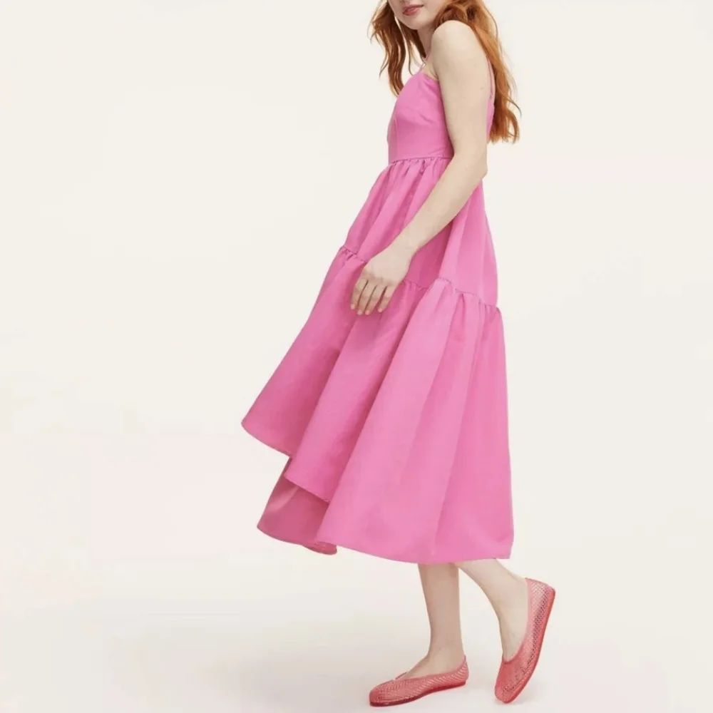 Kate Spade Tiered Ruffle Midi Fit & Flare Pocket Dress PINK - Picture 4 of 6